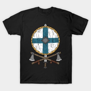 Finnish Viking shield with two axes T-Shirt